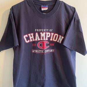 Champion Black Tee with Red and White Athletic Logo